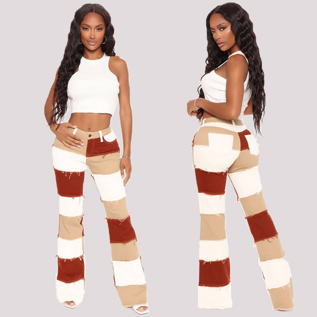SPLICING STRAIGHT AND SLIM FITTING WIDE LEGS JEANS_CWJP0177