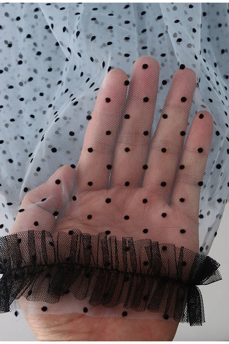 CWBMS0448_POLKA DOT MESH A-LINE MIDI SKIRT WITH TIERS