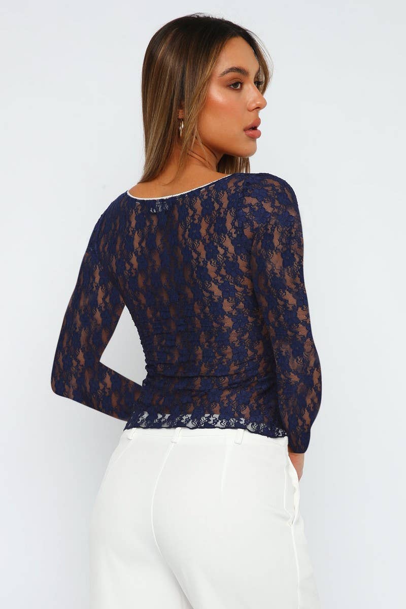CWTBLL3957_LACE PATCHWORK SQUARE NECK TIE FRONT TOP