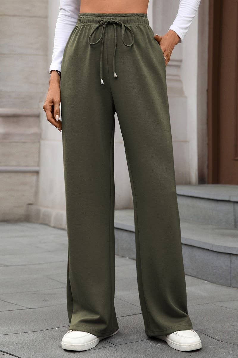 CWBLP01089_DRAWSTRING CASUAL LOOSE STRAIGHT-LEG TROUSERS