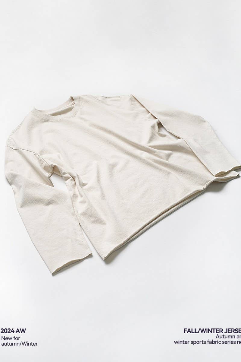 CWTBLL1979_ROLLED HEM ROUND NECK SOLID COLOR LONG SLEEVES