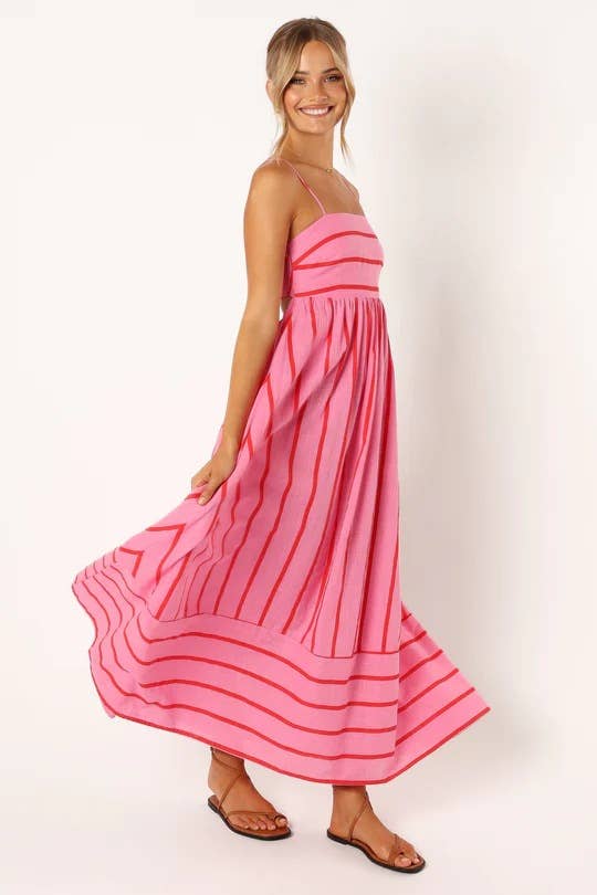 Backless swing Striped sleeveless halter dress