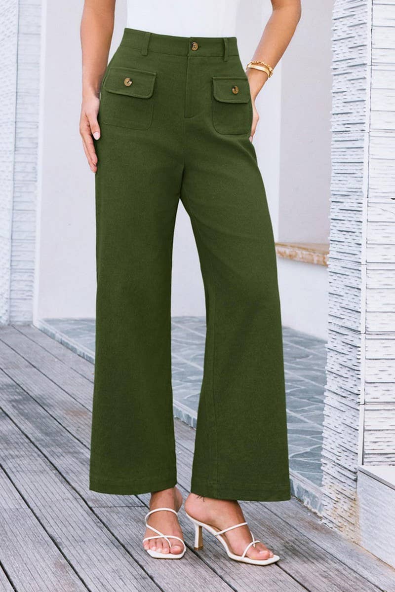 CWBLP1852_SOLID COLOR HIGH WAIST POCKET WIDE LEG TROUSERS