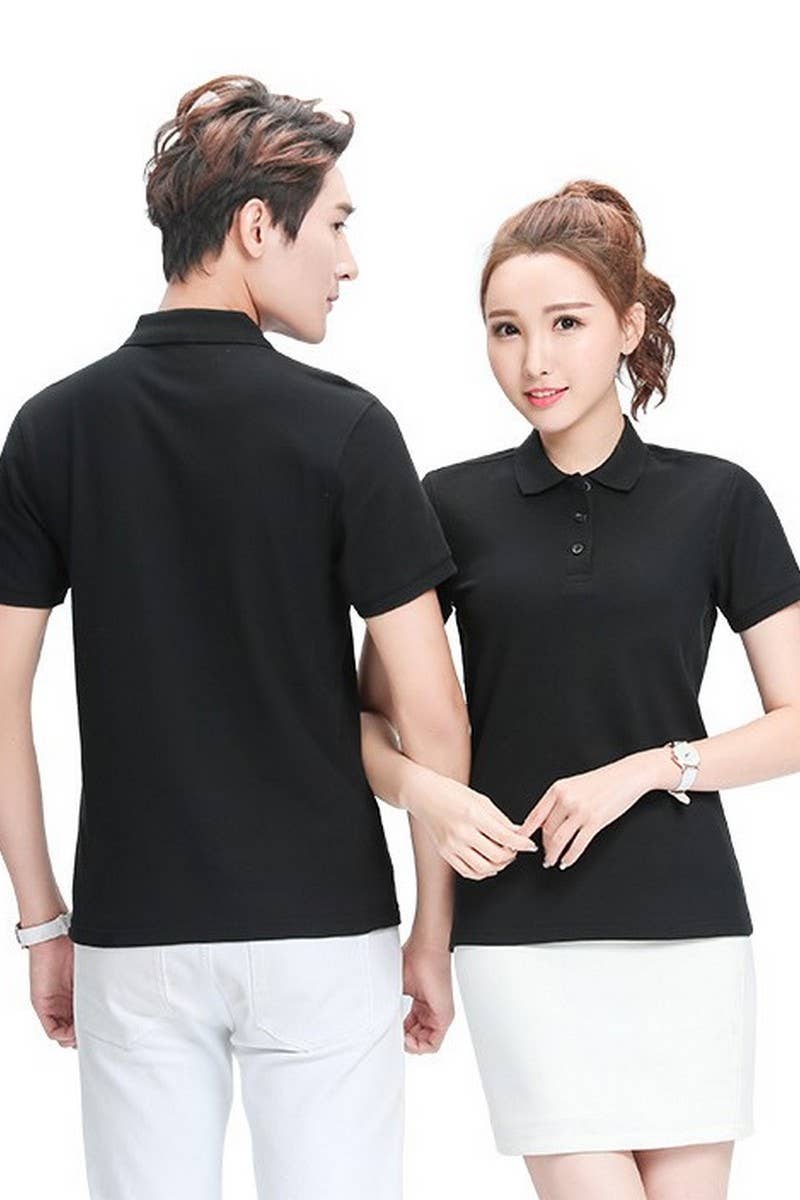CWTBLS02444_SOLID COLOR CASUAL SHORT-SLEEVED POLO SHIRT