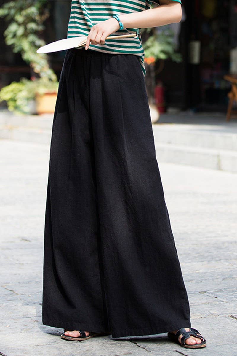 CWBLP1378_LINEN AND COTTON SAND-WASHED WIDE-LEG PANTS