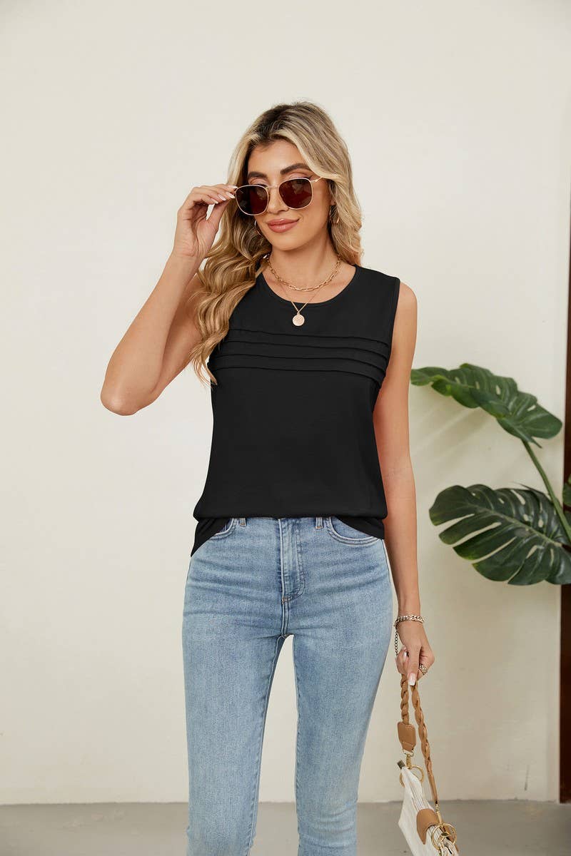 CWTTSL0296_SOLID COLOR ROUND NECK SLEEVELESS T-SHIRT VEST