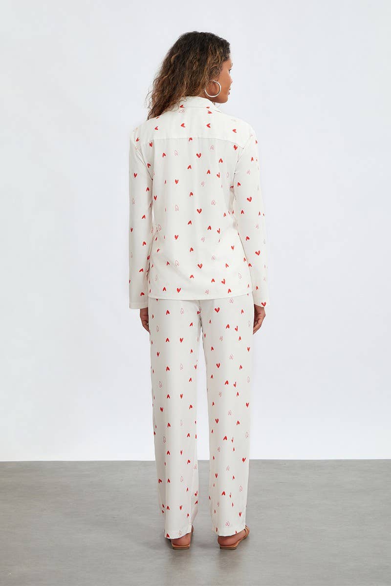 CWSPJ0439_HEART PRINT COZY LONG SLEEVE PAJAMA SET