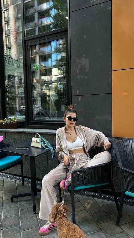 Casual velvet zipper hooded wide-leg pants set