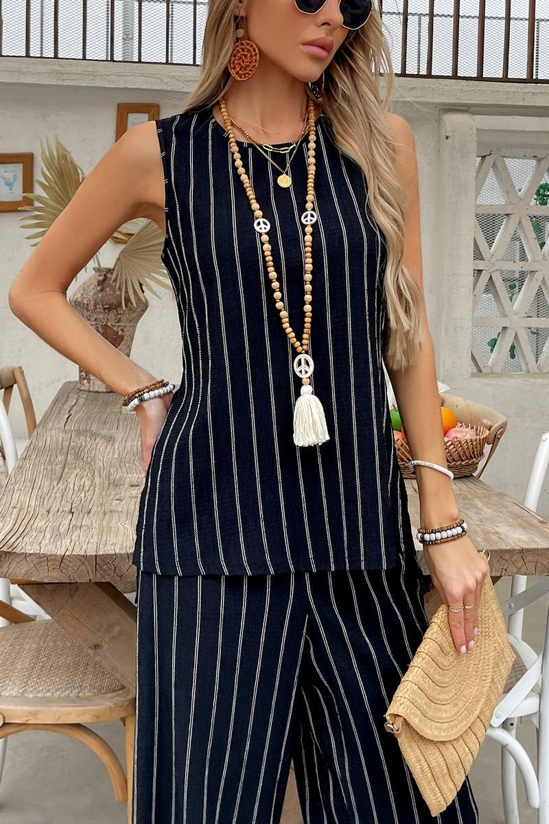 CWSTB2165_STRIPED VEST WIDE-LEG PANTS TWO-PIECE SET