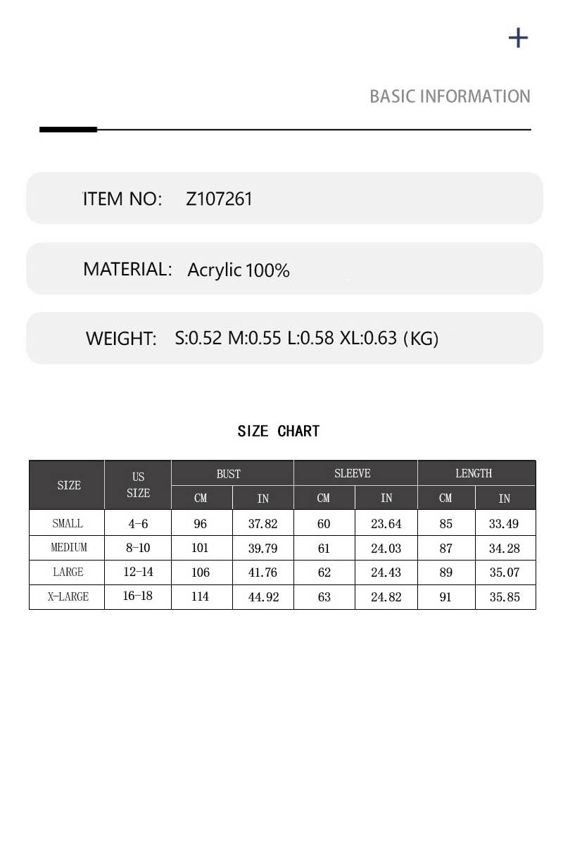 CWOCAL356 Button Down Cable Crew Neck Pullover Long Sweater