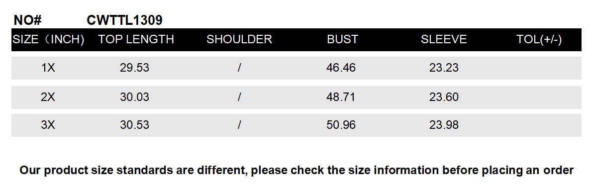 CWTTL1309_PLUS Size Round Neck Long Sleeve Top