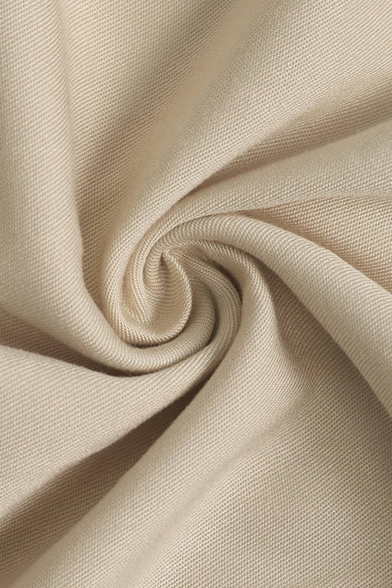 CWDMD5783_CASUAL RUCHED PUFF SLEEVE V-NECK SOLID DRESS