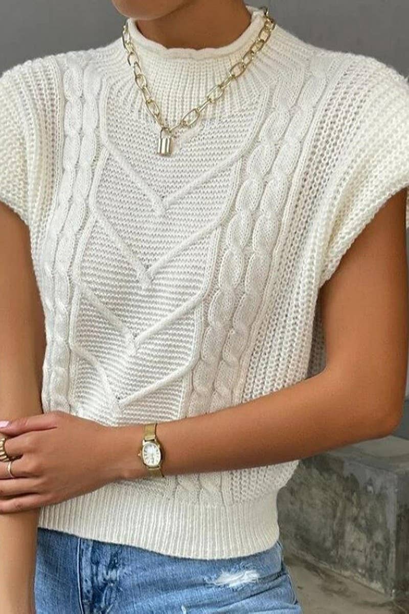 CWOSWSL0141_SOLID COLOR CASUAL TWISTED HIGH COLLAR VEST