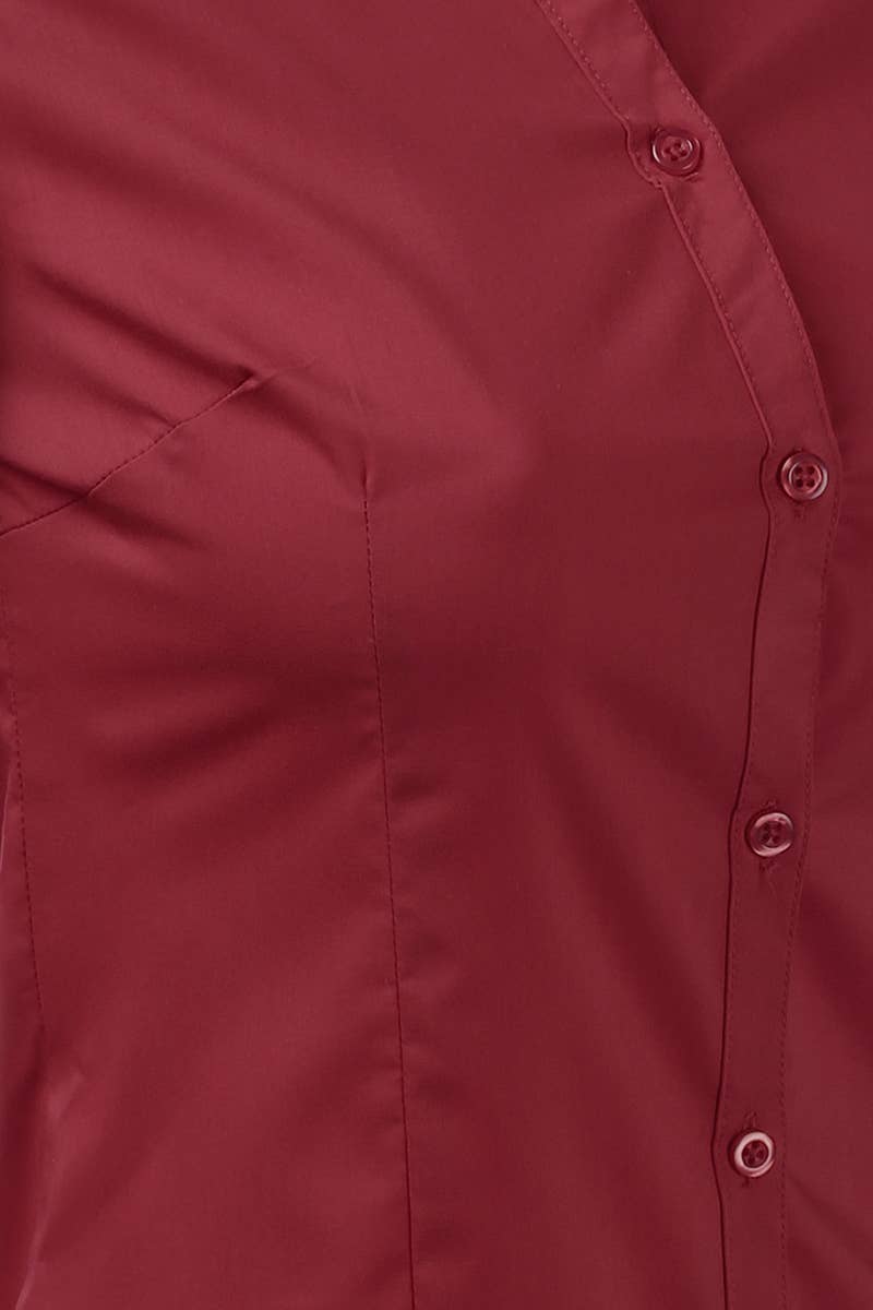 CWTSTL709_3/4 Sleeve Button Down Collar Shirt Blouse