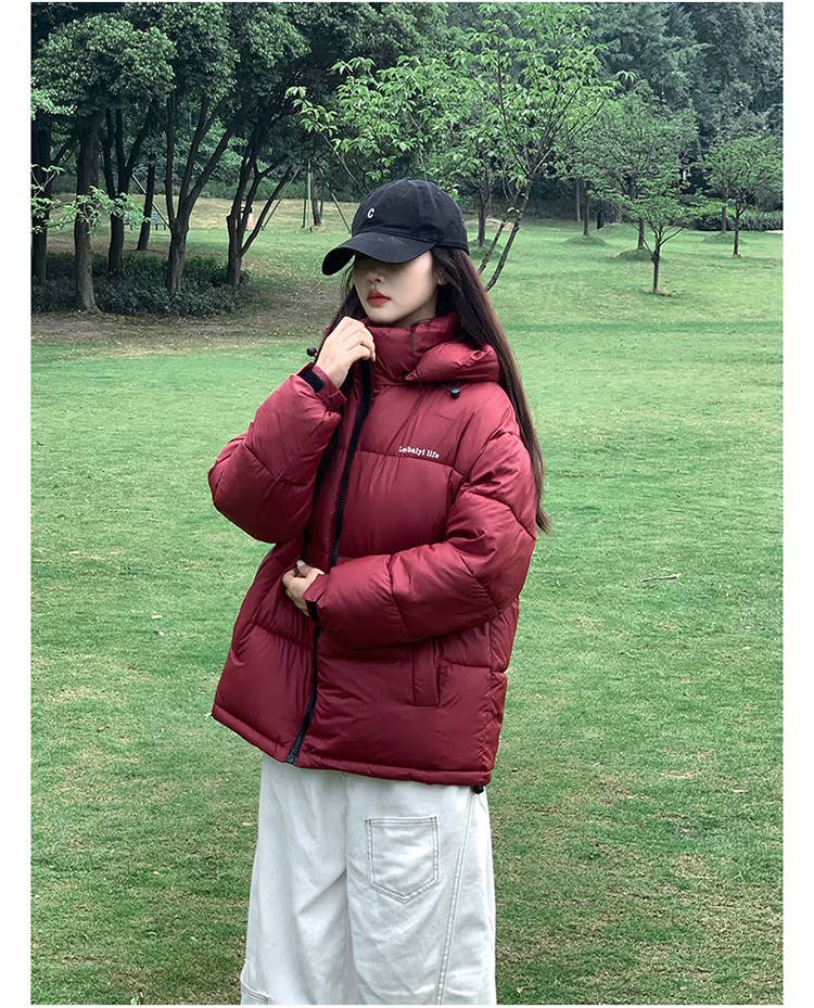 Add velvet and thick short cotton-padded jacket