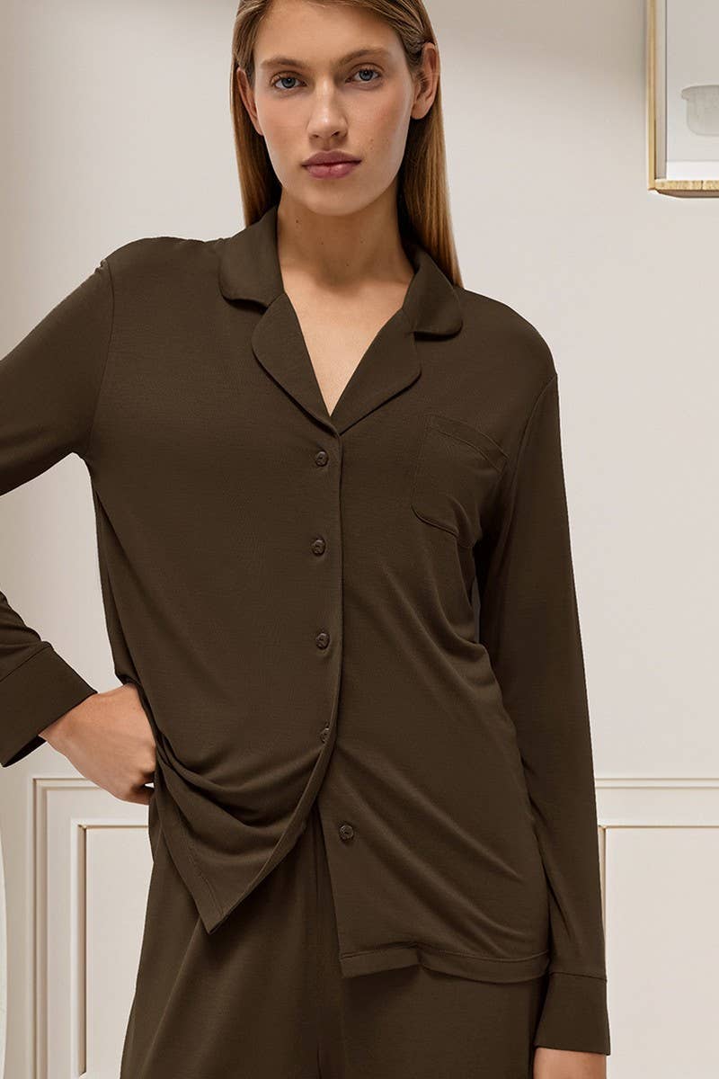 CWSPJ0394_MODAL CARDIGAN LONG SLEEVE PANTS PAJAMA SET