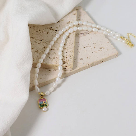 ANCIENT STYLE HIGH-GRADE PEARL CLAVICLE NECKLACE_CWAJE3832