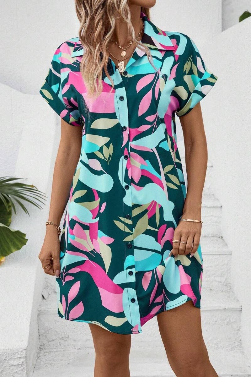 CWTDSS0057_SUMMER PRINTED SHORT SLEEVE SHIRT DRESS
