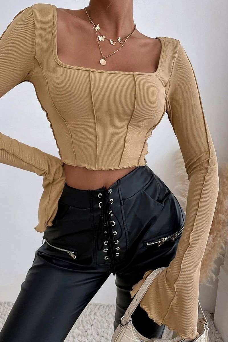 CWTBLL2706_LONG SLEEVE SQUARE NECK CROPPED KNIT PULLOVER