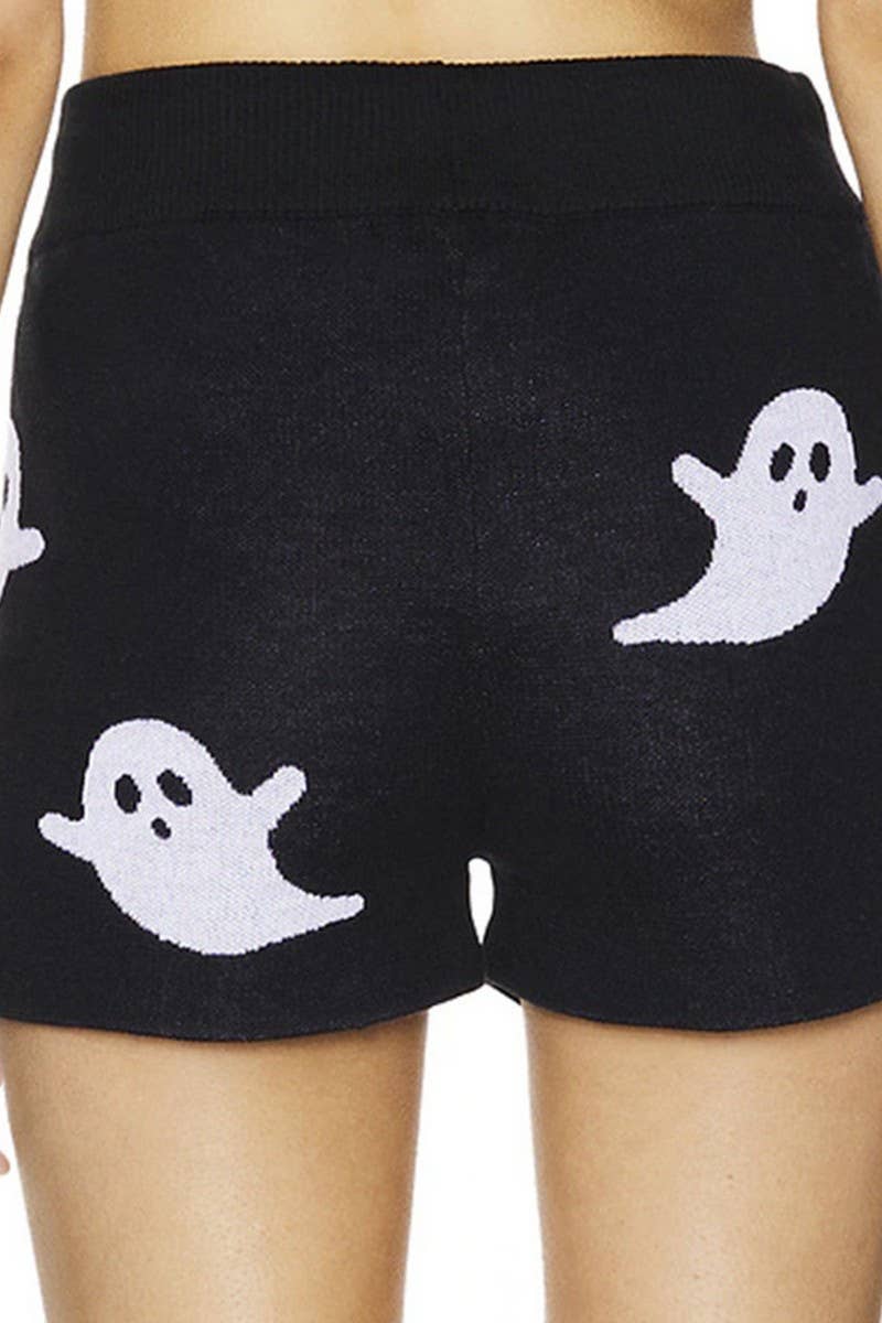 CWSTB00426_DARK HALLOWEEN GHOST KNIT SWEATER & SHORTS SET