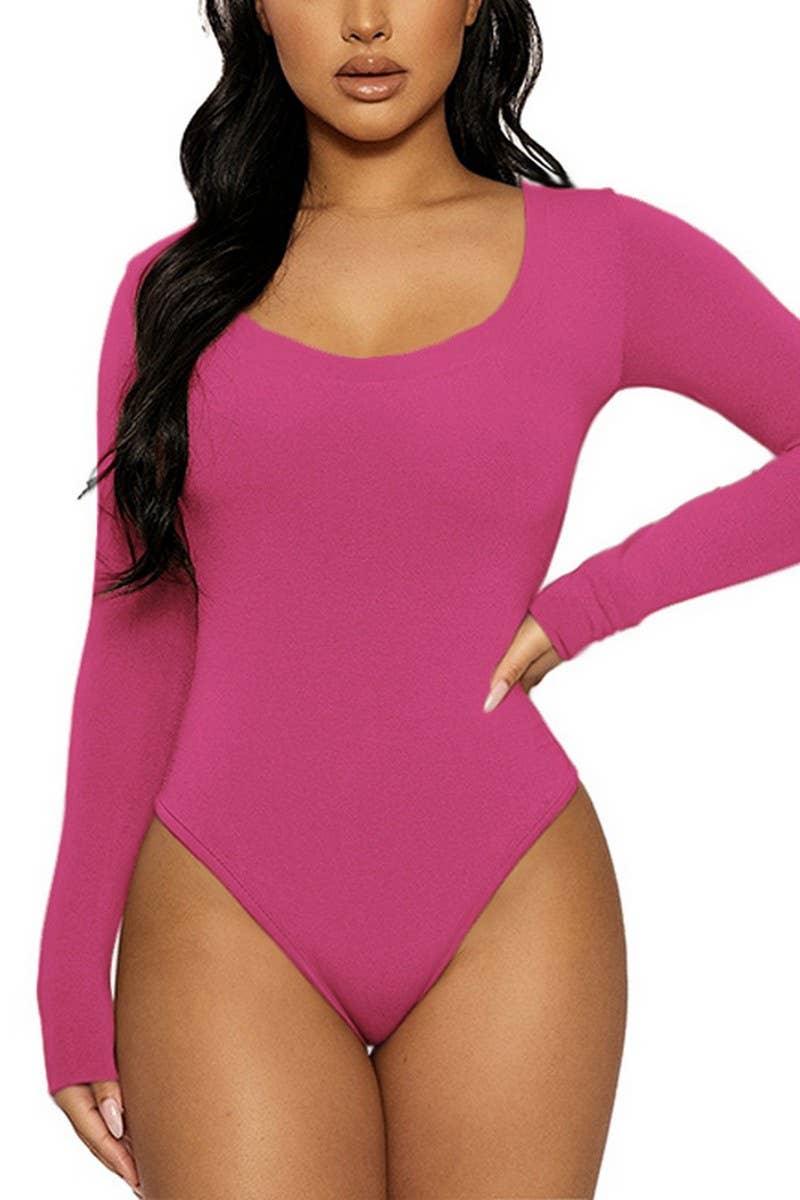 CWSBSL0156_SLIM FIT U-NECK LONG SLEEVE BODYSUIT