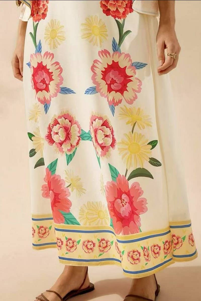 CWDMD5834_V-NECK LOOSE FLORAL FLOWY MAXI DRESS