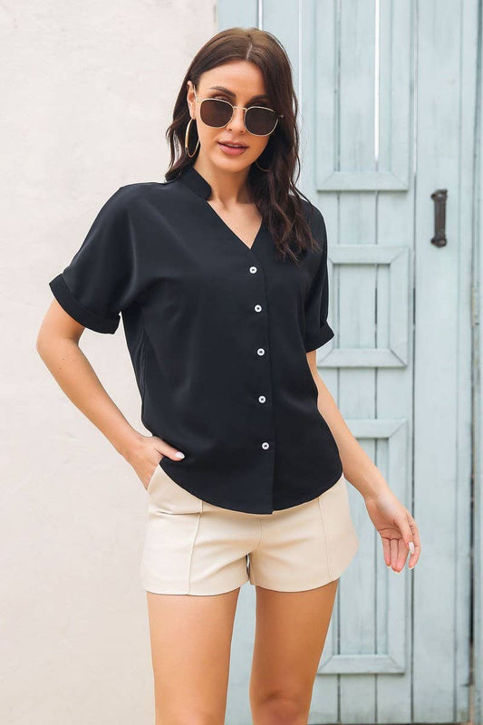 CWTSTS0347_Button Down Short Sleeve Top