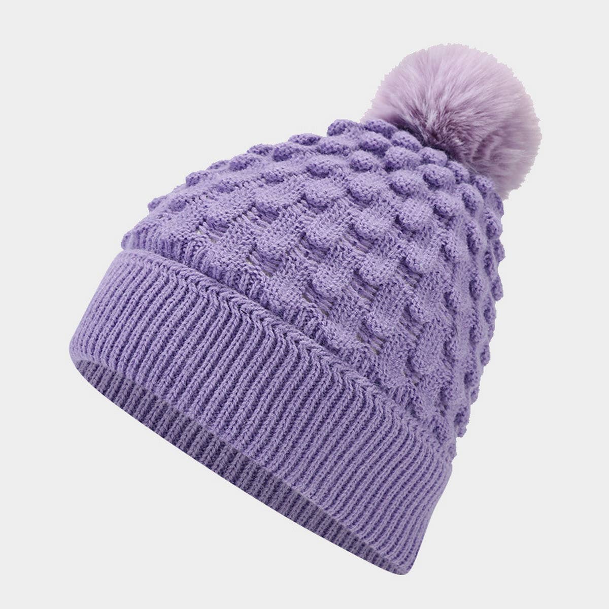 NEW PINEAPPLE PATTERN POM POM KNITTED HAT_CWAH1612