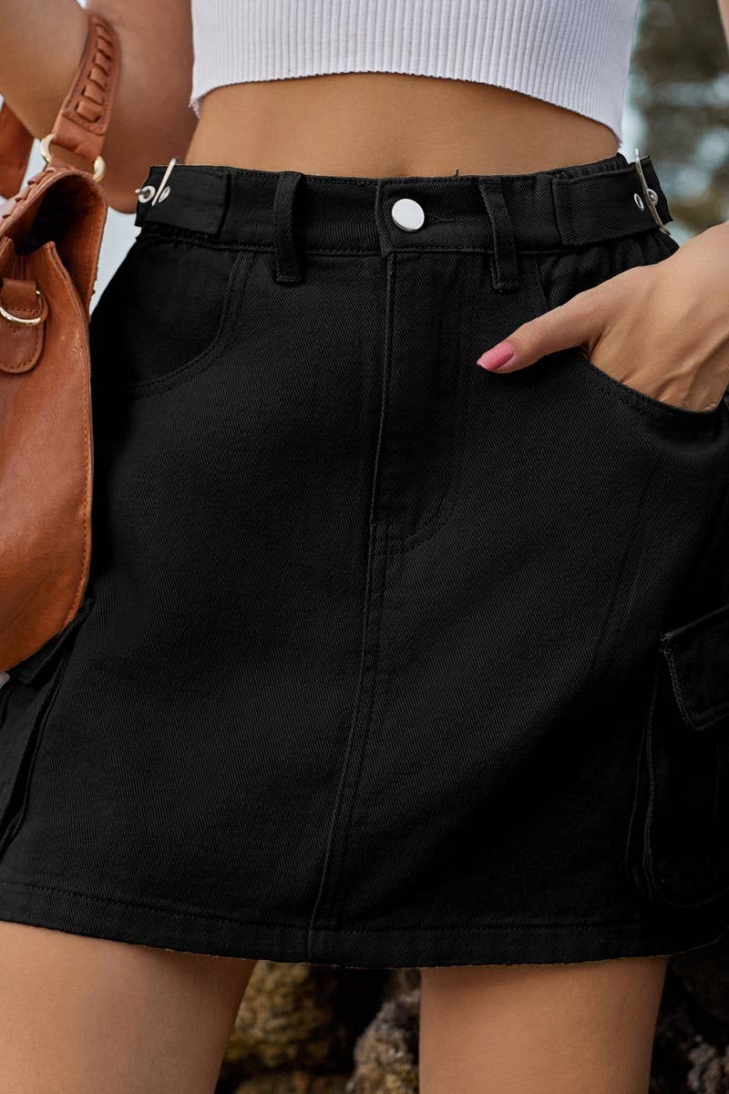 CWBSS00125_SOLID COLOR WASHED ELASTIC WAIST SHORT SKIRT