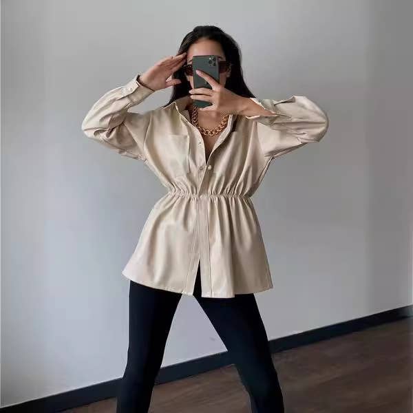 Fashionable single-breasted cinched-waist jacket