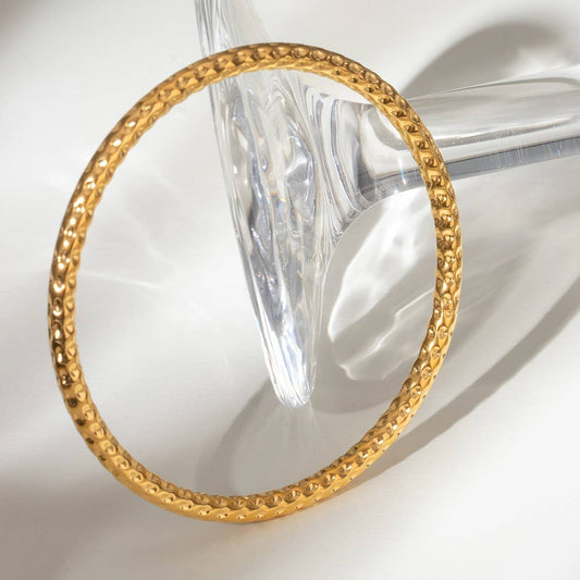 Classic 18K Gold Hammer Texture Cuff Bracelet