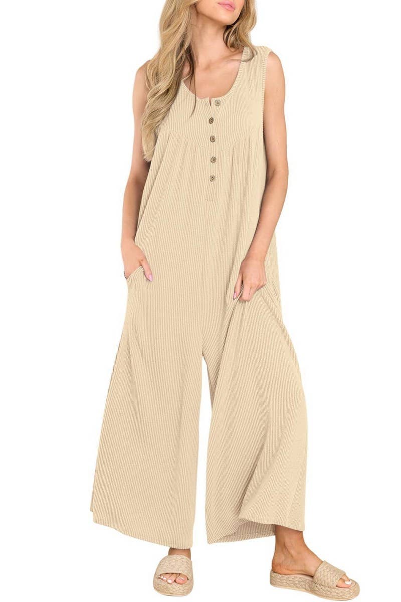 CWSJS0720_SOLID COLOR CASUAL LOOSE POCKET JUMPSUIT