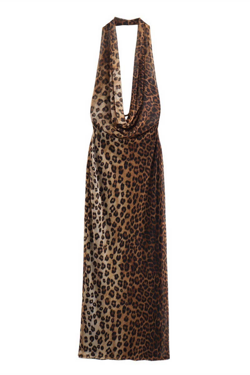CWDHL0634_SEXY BACKLESS HALTER NECK LEOPARD PRINT DRESS