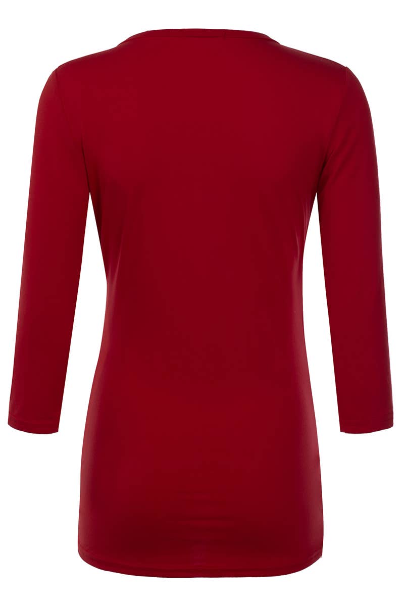 CWTTL1403_3/4 Sleeve Tank Tops Deep V-Neck Surplice Wrap