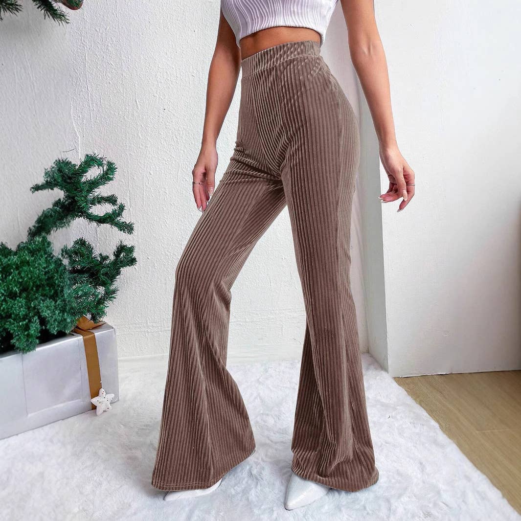 CORDUSTER FLARES SOLID COLOR WIDE-LEG PANTS