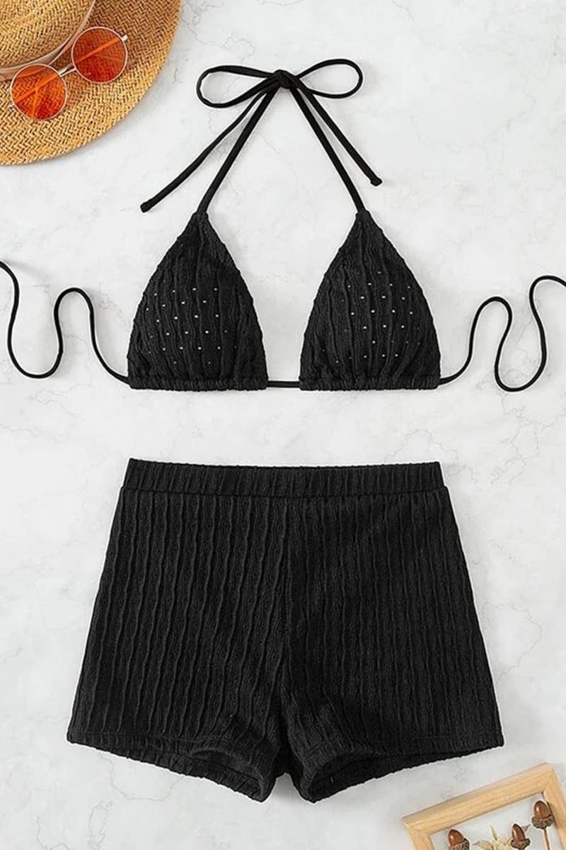 CWMW0747_BOXER SHORTS TWO-PIECE SOLID COLOR SWIMSUIT