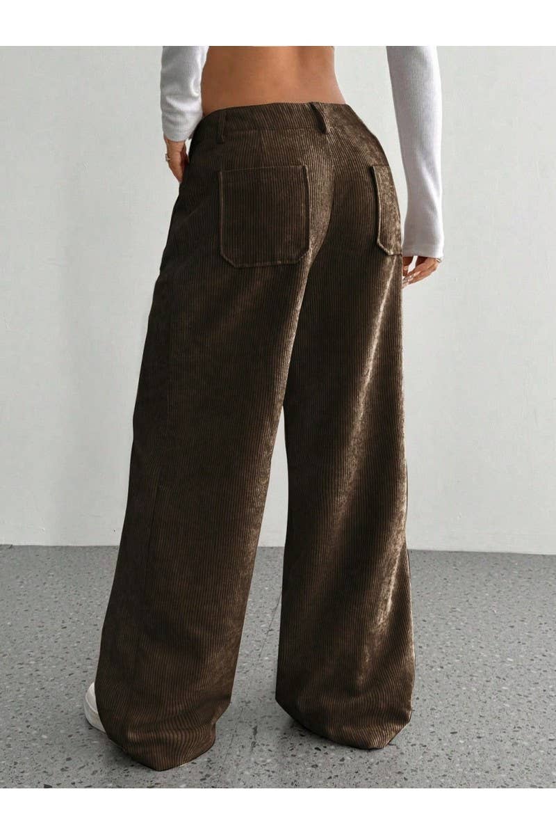 CWBLP01067_2025 FALL WOMEN CORDUROY LOOSE FIT CASUAL PANTS