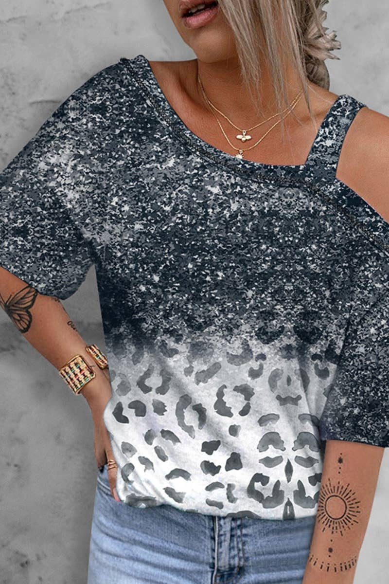 CWTBLS1385_SUMMER GRADIENT LEOPARD PRINT ONE-SHOULDER TOP