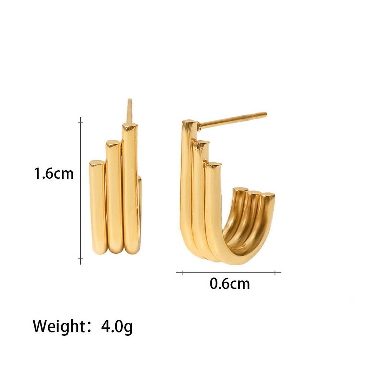 U SHAPE CHAIN CHUNKY CIRCLE HOOP EARRINGS