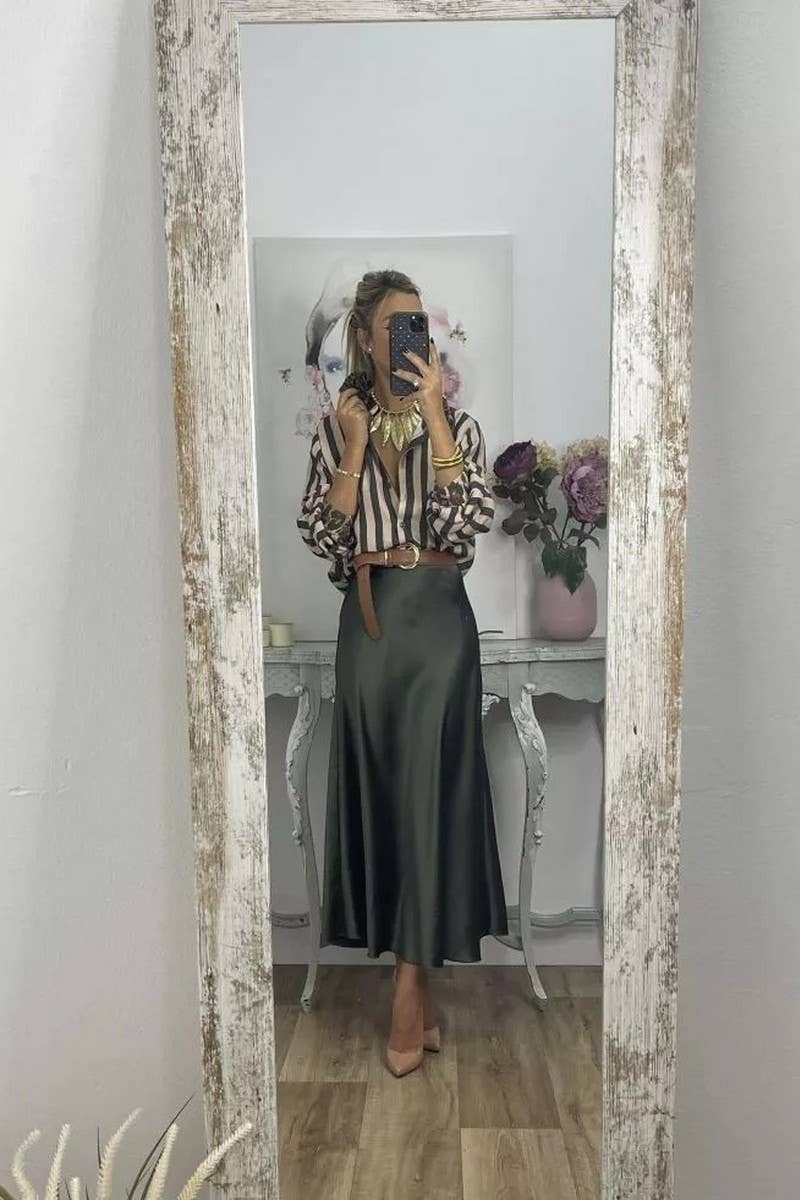 CWTSTL894_STRIPED AND LEOPARD PRINT LOOSE CASUAL SHIRT