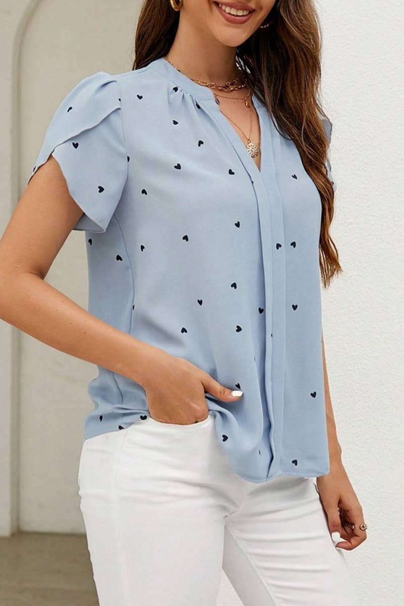 CWTSTS0667_SUMMER LOVE PETAL SLEEVE TEMPERAMENT SHIRT