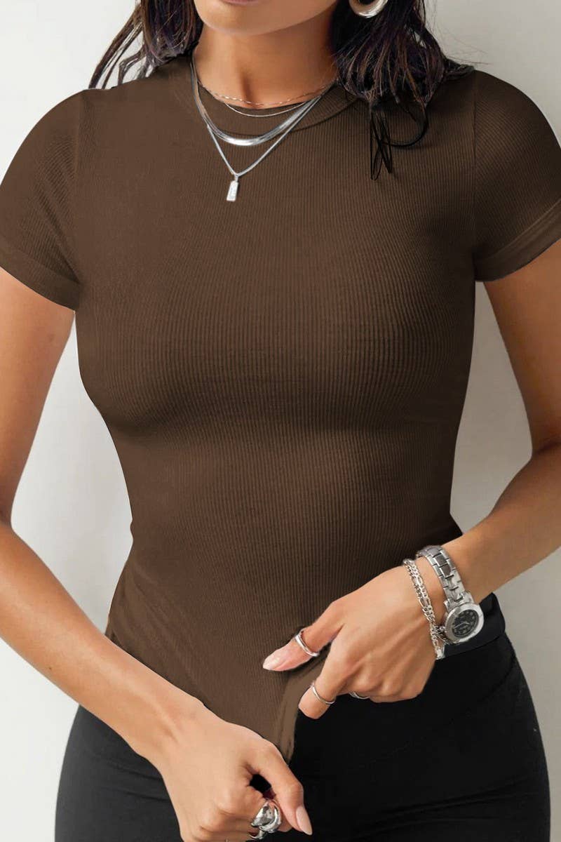 CWTTS1433_SUMMER CASUAL SOLID COLOR SHORT-SLEEVED T-SHIRT