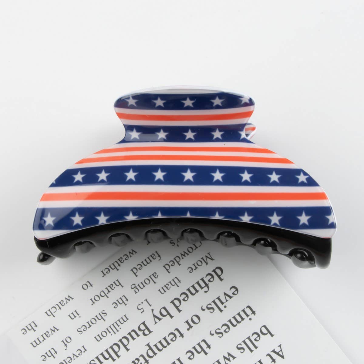 CWAHA1235_4TH OF JULY FLAG PRINT HAIR CLAW CLIP