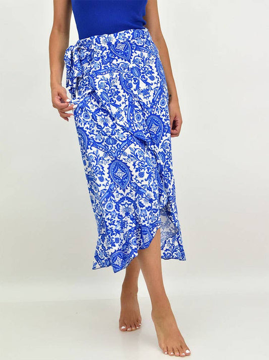 Wrap style lace-up dress