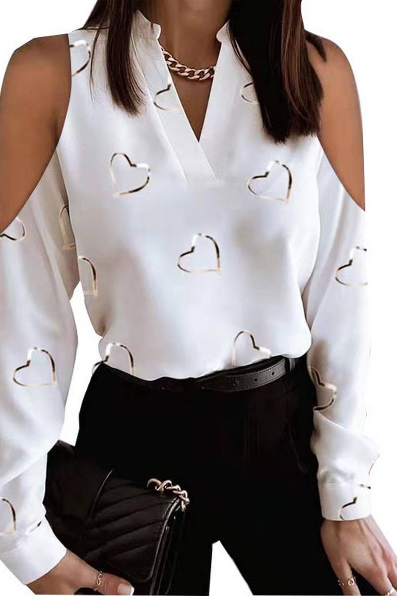 CWTTL2060_OFF-THE-SHOULDER LONG-SLEEVED PRINTED SHIRT