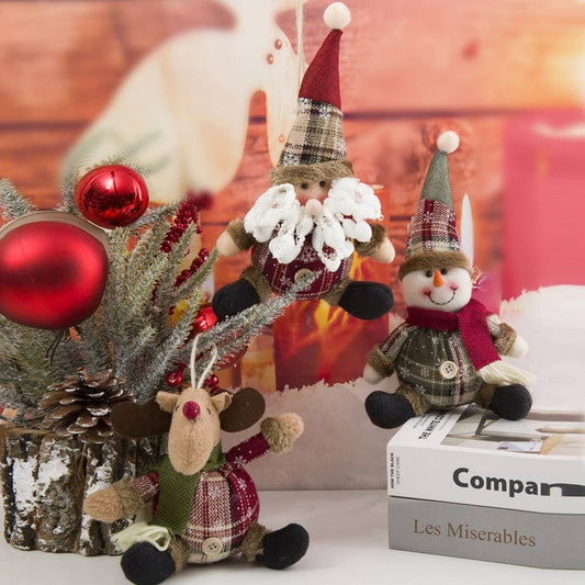 CHRISTMAS DECORATION PLAID FABRIC ORNAMENTS