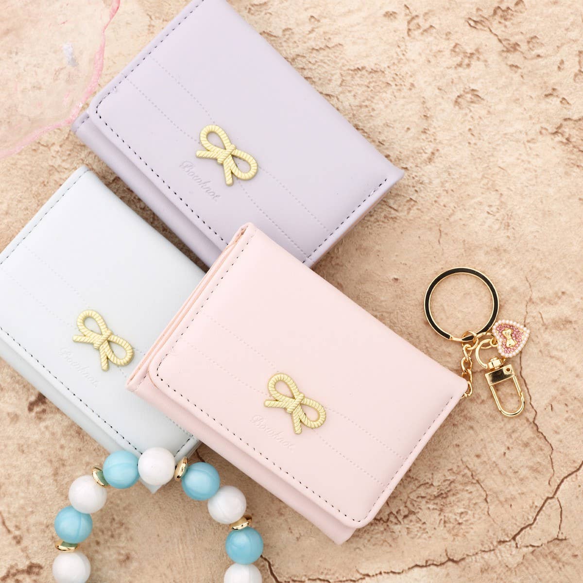 Korean Bow Trifold Wallet with Heart Design_CWAB4968