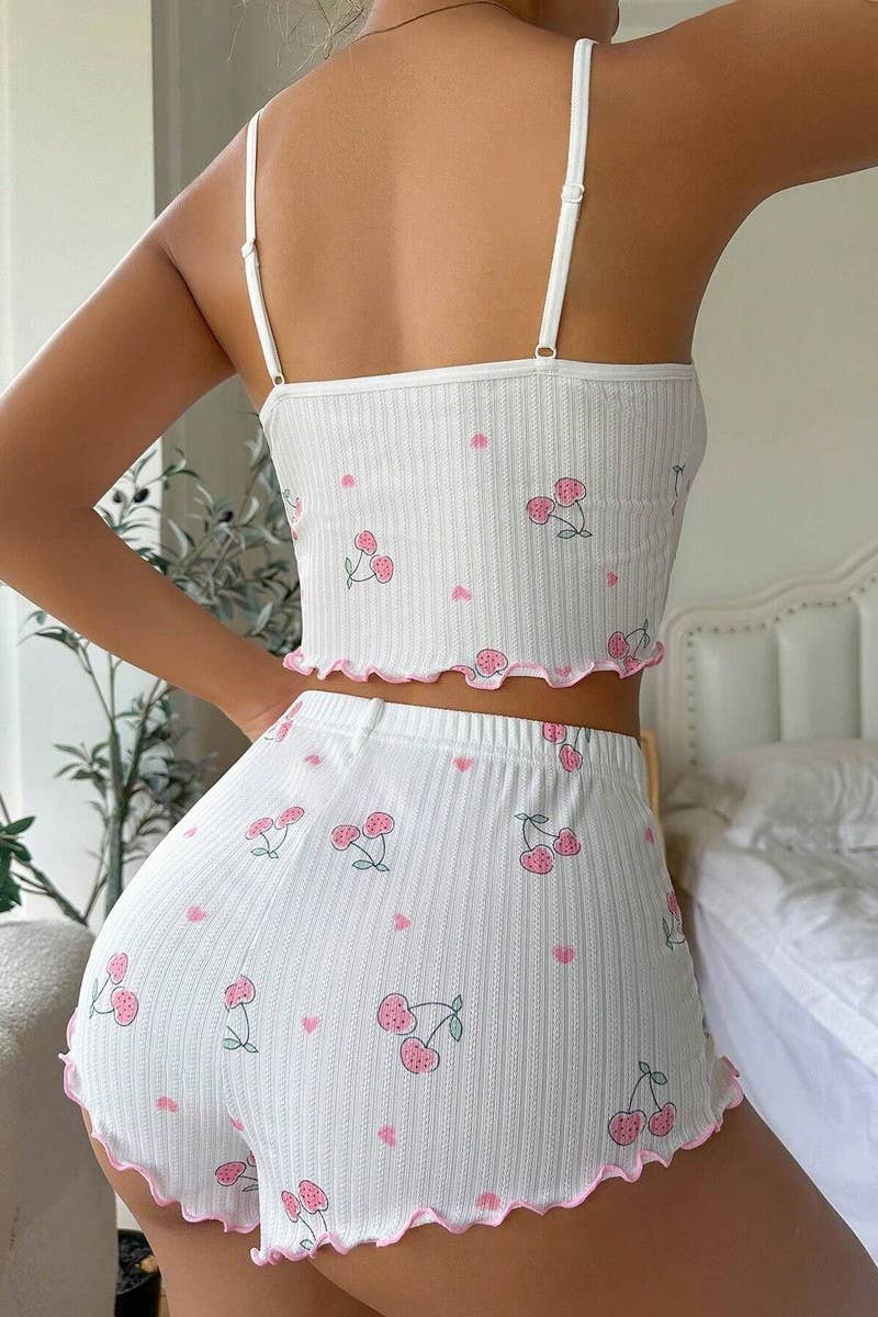 CWSPJ00485_SUMMER JACQUARD PRINT CAMI AND SHORTS SET