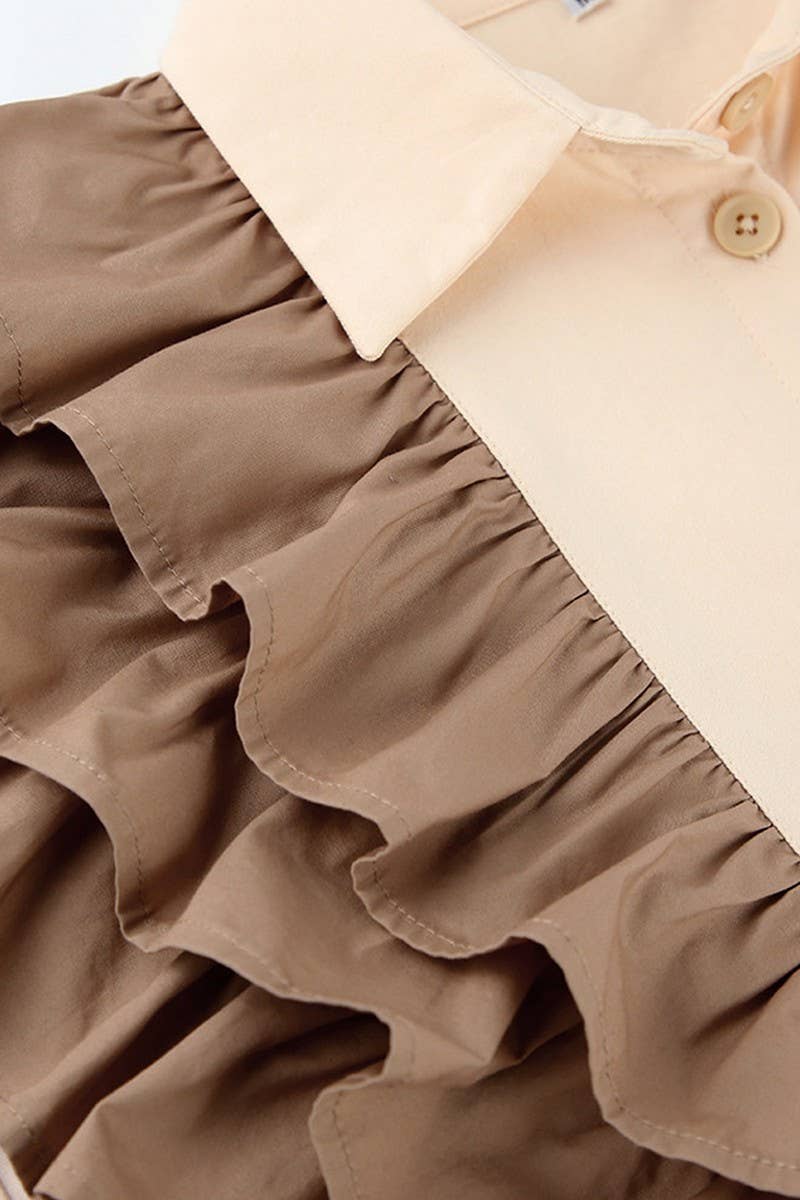 CWTBLL00578_ASYMMETRIC LOOSE CONTRAST CASUAL SHIRT