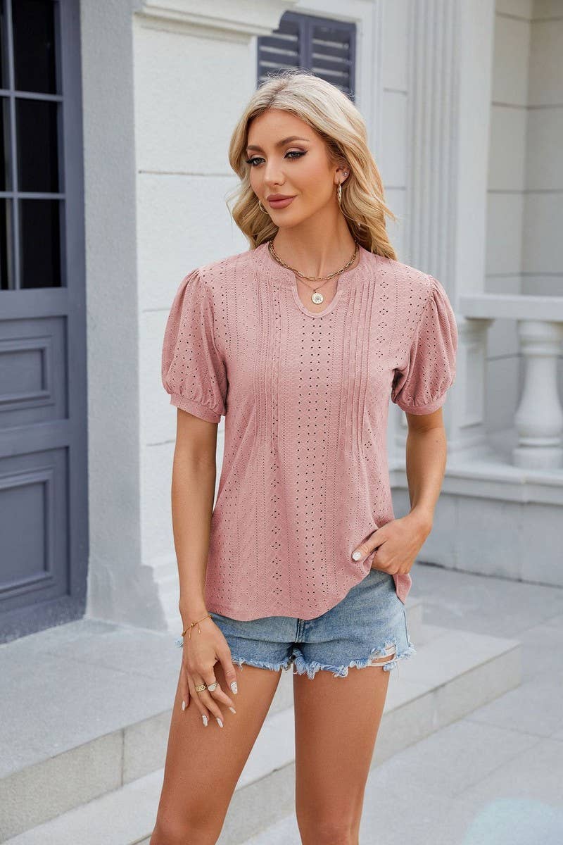 CWTTS0836_Round Neck Short Sleeve Knit Top